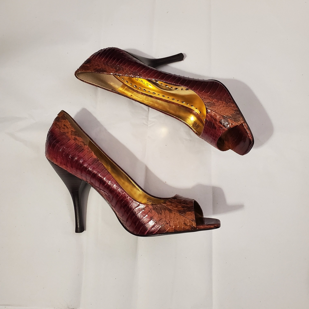 BCBGirls Burgundy to Brown Ombre Peep-Toe Heels